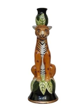 CBK LTD Vintage Leopard Ceramic Candle Holder